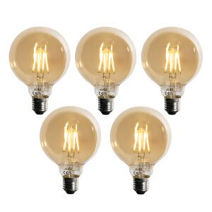 Sada 5 ks Stmievateľná LED žiarovka E27 G95 5W 450lm 2700K
