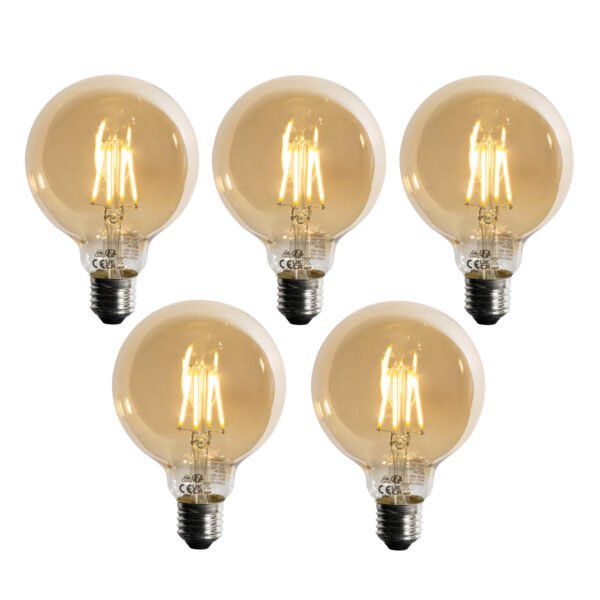 Sada 5 ks Stmievateľná LED žiarovka E27 G95 5W 450lm 2700K