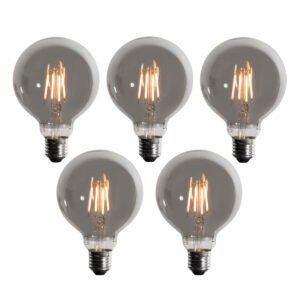 Sada 5 stmievateľných LED žiaroviek E27 s 3 stupňami dymu G95 4W 200 lm 1900K
