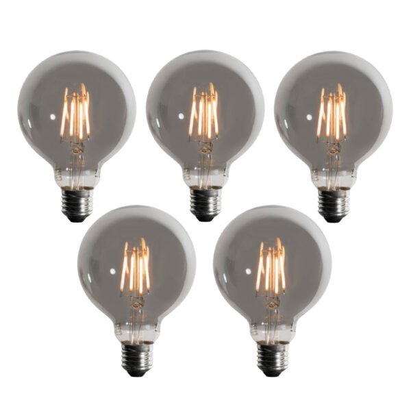 Sada 5 stmievateľných LED žiaroviek E27 s 3 stupňami dymu G95 4W 200 lm 1900K