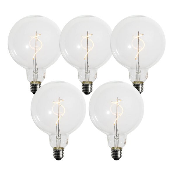 Sada 5 stmievateľných LED žiaroviek E27 so špirálovým vláknom G125 4W 270 lm 2200K