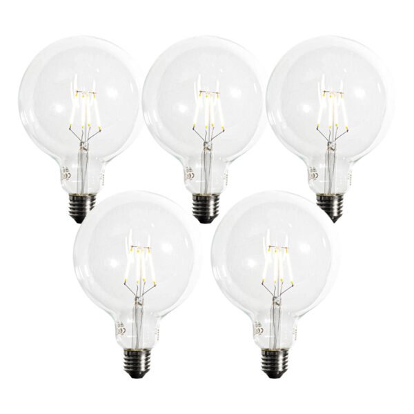 Sada 5 ks Stmievateľná LED žiarovka E27 so špirálovým vláknom G125 5W 450lm 2200K
