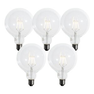 Sada 5 E27 3-stupňových stmievateľných LED žiaroviek so špirálovým vláknom G125 4W 450 lm 2700K