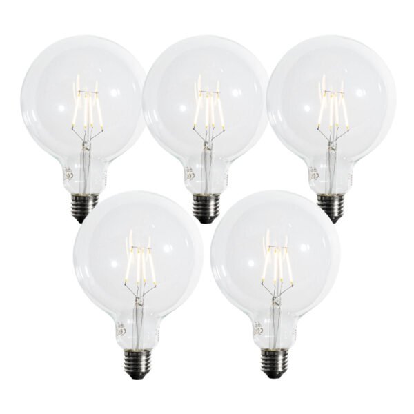 Sada 5 E27 3-stupňových stmievateľných LED žiaroviek so špirálovým vláknom G125 4W 450 lm 2700K