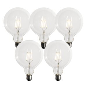Sada 5 stmievateľných LED žiaroviek E27 G125 5W 450 lm 3000K