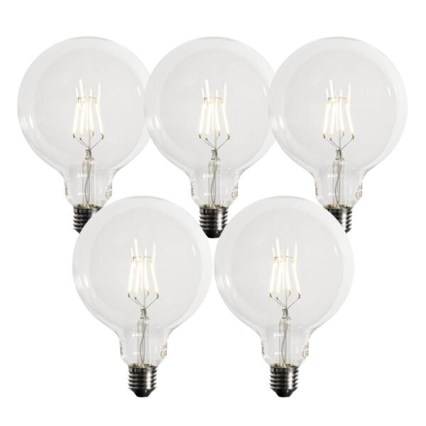 Sada 5 stmievateľných LED žiaroviek E27 G125 5W 450 lm 3000K