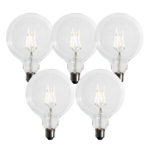 Sada 5 ks E27 3-stupňová stmievateľná LED žiarovka so špirálovým vláknom G125 4W 450lm 3000K
