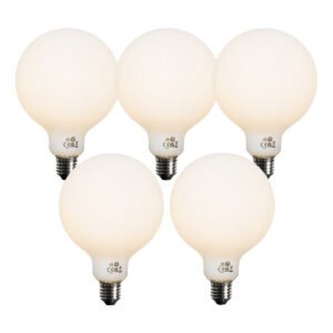 Sada 5 ks E27 3-stupňová stmievateľná LED žiarovka opálové sklo G125 4W 450lm 3000K