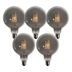 Sada 5 E27 3-krokových stmievateľných LED žiaroviek Smoke G125 4W 150 lm 1900K