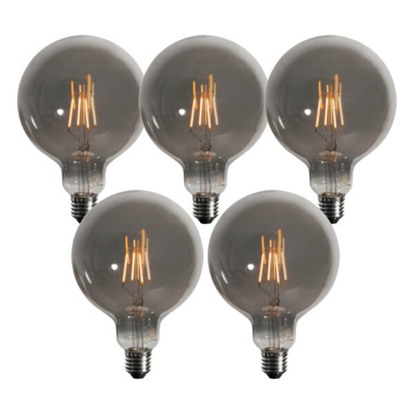 Sada 5 E27 3-krokových stmievateľných LED žiaroviek Smoke G125 4W 150 lm 1900K