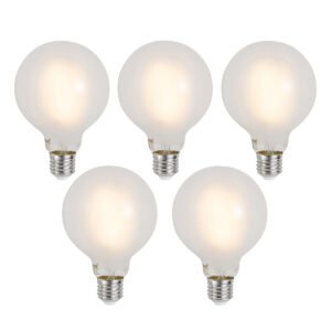 Sada 5 ks Inteligentné stmievateľné LED žiarovky E27 G95 matné 7W 806lm 2700-6500K