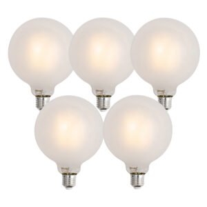 Sada 5 ks Inteligentné stmievateľné LED žiarovky E27 G125 matné 7W 806lm 2700-6500K