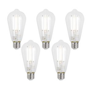 Sada 5 ks Inteligentné stmievateľné LED žiarovky E27 ST64 číre 7W 806lm 2700-6500K