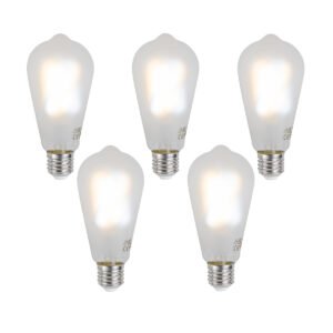 Sada 5 ks Inteligentné stmievateľné LED žiarovky E27 ST64 matné 7W 806 lm 2700-6500K