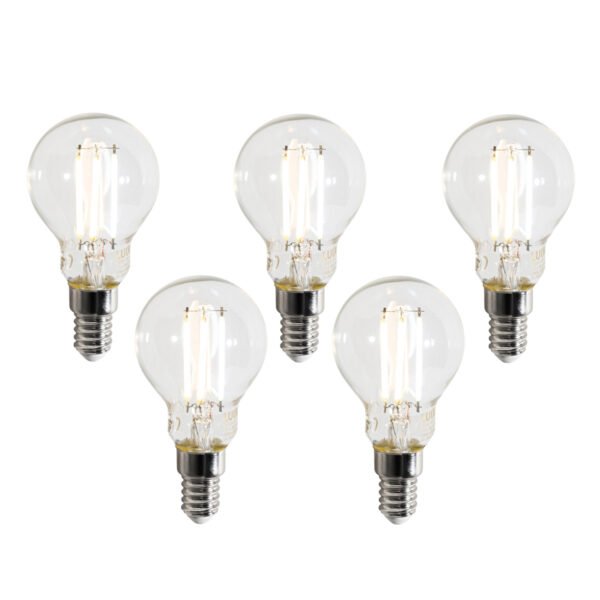 Sada 5 inteligentných LED žiaroviek E14 P45 číra 4,2 W 470 lm 2700 – 6500 K