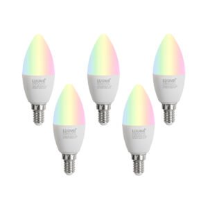 Sada 5 inteligentných LED žiaroviek E14 C37 Opal RGBW 4.9W 470 lm 2700-6500K