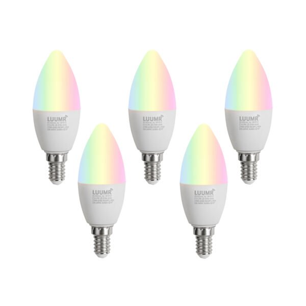 Sada 5 inteligentných LED žiaroviek E14 C37 Opal RGBW 4.9W 470 lm 2700-6500K