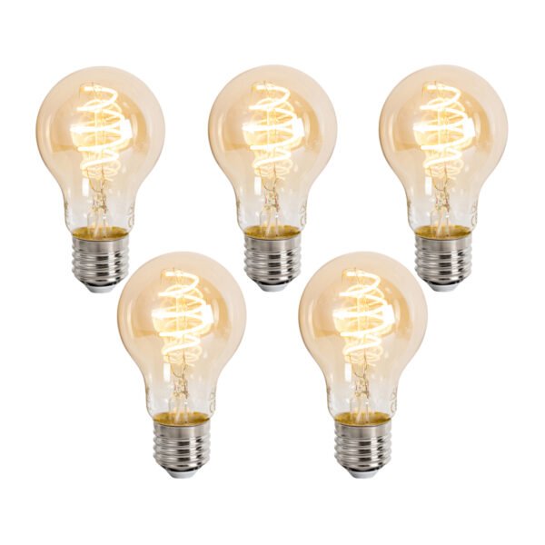 Sada 5 ks Inteligentné stmievateľné LED žiarovky E27 A60 Jantárová 4,9 W 320 lm 2500 K