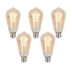 Sada 5 ks Inteligentné stmievateľné LED žiarovky E27 ST64 Jantárová 4,9 W 320 lm 2500 K