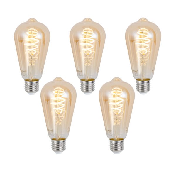 Sada 5 ks Inteligentné stmievateľné LED žiarovky E27 ST64 Jantárová 4,9 W 320 lm 2500 K