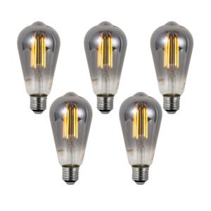 Sada 5 ks Inteligentné stmievateľné LED žiarovky E27 ST64 dymové 4,9 W 150 lm 1800 K