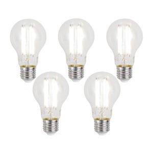 Sada 5 ks Inteligentné stmievateľné LED žiarovky E27 A60 číre 7W 806lm 2700-6500K