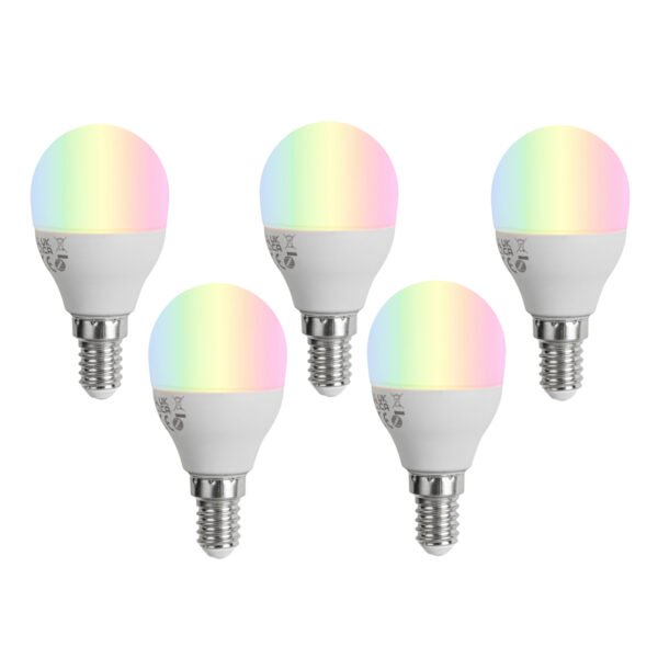 Sada 5 stmievateľných LED žiaroviek E14 G45 opál 4,9 W 470 lm 2700-6500 K