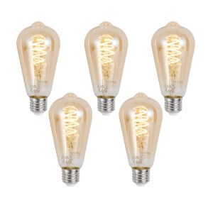 Sada 5 ks Inteligentná stmievateľná LED žiarovka E27 ST64 Jantárová 4,9 W 320 lm 2500 K