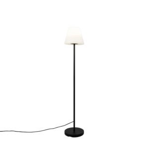 Vonkajšia stojaca lampa čierna s bielym tienidlom IP65 25 cm - Virginia