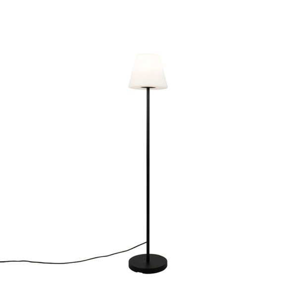 Vonkajšia stojaca lampa čierna s bielym tienidlom IP65 25 cm - Virginia