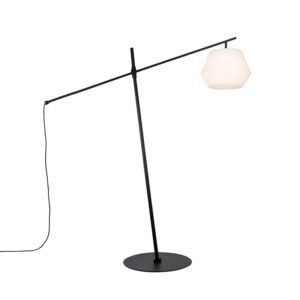 Dizajnová vonkajšia stojaca lampa čierna s bielym tienidlom IP44 - Robbert