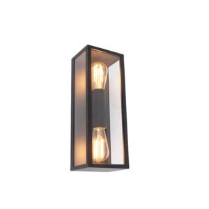 Priemyselná nástenná lampa čierna 38 cm 2-žiarovka IP44 - Charlois