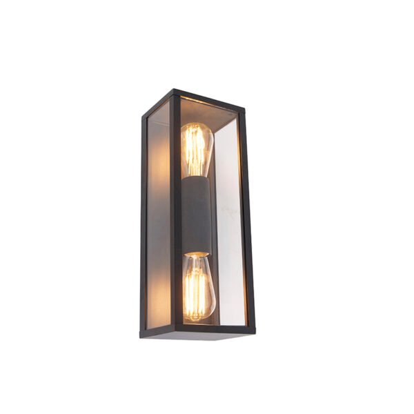 Priemyselná nástenná lampa čierna 38 cm 2-žiarovka IP44 - Charlois