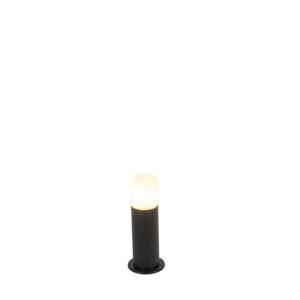Stojaca vonkajšia lampa čierna s opálovým tienidlom bielym 30 cm IP44 - Odense