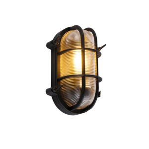 Priemyselná nástenná a stropná lampa čierna oválna IP44 - Noutica