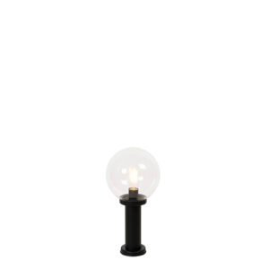 Vonkajšia stojaca lampa čierna s priehľadnou guľou 50 cm IP44 - Sfera