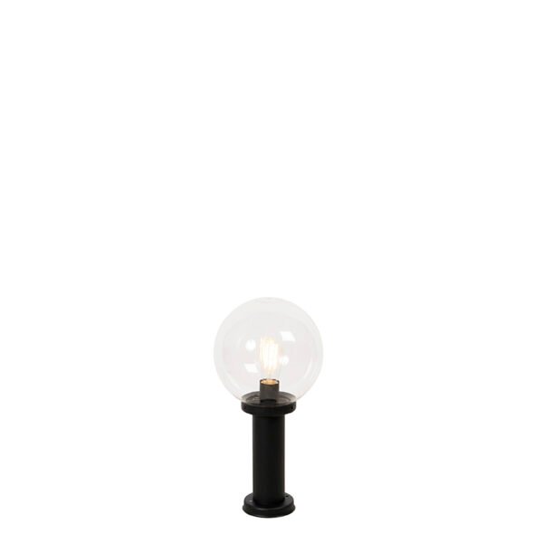 Vonkajšia stojaca lampa čierna s priehľadnou guľou 50 cm IP44 - Sfera