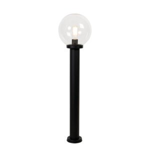 Stojaca vonkajšia lampa čierna s priehľadnou guľou 100 cm IP44 - Sfera