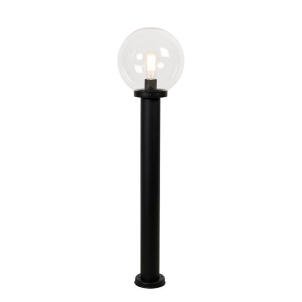 Stojaca vonkajšia lampa čierna s priehľadnou guľou 100 cm IP44 - Sfera
