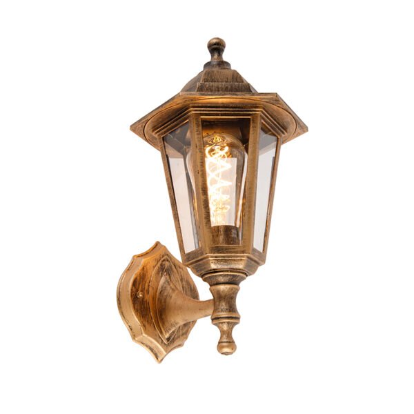 Antická vonkajšia nástenná lampa zlatá IP44 - New Haven - Image 2