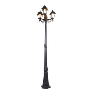 Klasická lampa s lampášom čierna 3 svetlá IP44 - Capital
