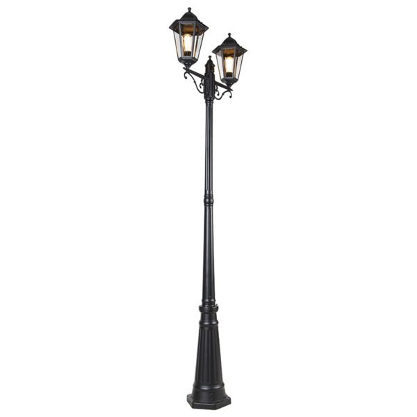 Čierna vonkajšia lampa 220 cm 2-svetlo IP44 - Havana