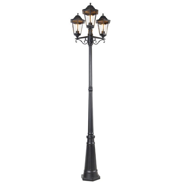 Vonkajšia lampa čierna 220 cm 3-svetlo IP44 - Havana