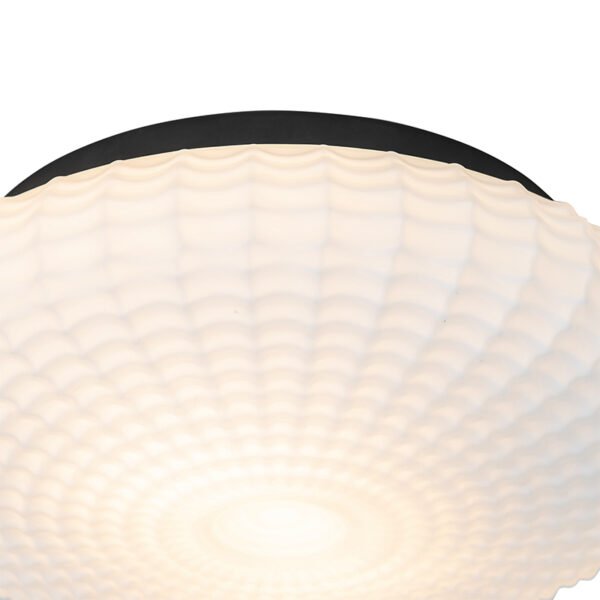 Klasické stropné svietidlo čierne s opálovým sklom 35 cm IP44 - Nohmi - Image 2