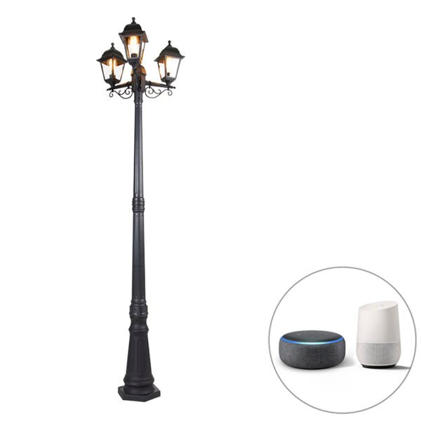 Inteligentná lampa čierna 3-svetlá IP44 vrátane Wifi ST64 - Capital