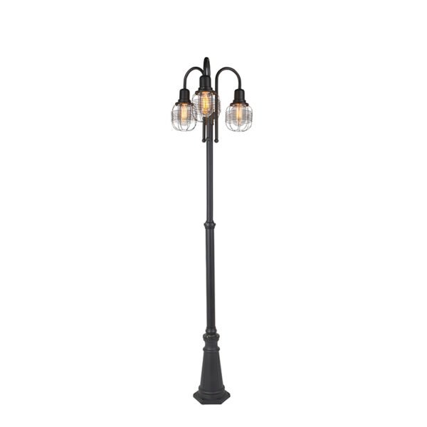 Inteligentná vonkajšia lampa čierna 3-svetlo IP44 vrátane Wifi ST64 - Guardado - Image 2