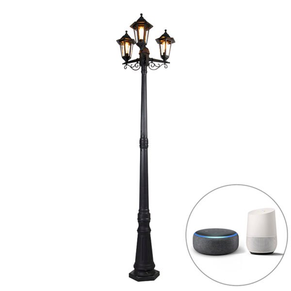 Inteligentná vonkajšia lampa čierna 3-svetlo vrátane Wifi ST64 - New Haven
