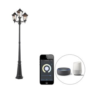 Inteligentná vonkajšia lampa čierna 3-svetlo vrátane Wifi ST64 - New Orleans