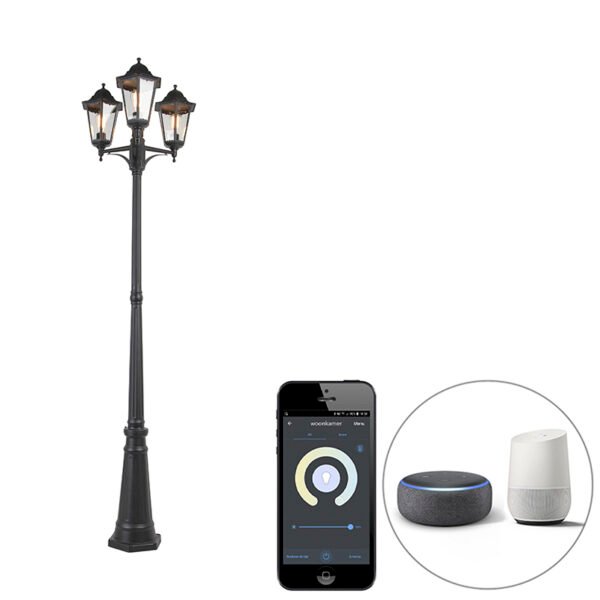 Inteligentná vonkajšia lampa čierna 3-svetlo vrátane Wifi ST64 - New Orleans