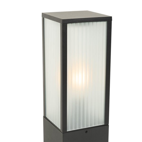 Stojanové vonkajšie svietidlo čierne s rebrovaným sklom 40 cm IP44 - Charlois - Image 2